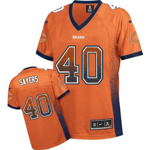 Nike Bears #40 Gale Sayers Orange Alternate Women's Stitched NFL Elite Drift Fashion Jersey Nike Bears #40 Gale Sayers Orange Alternate Women's Stitched NFL Elite Drift Fashion Jersey