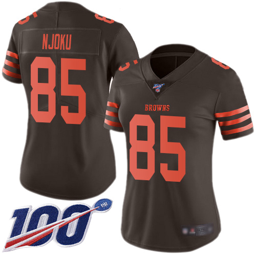 Nike Browns #85 David Njoku Brown Women's Stitched NFL Limited Rush 100th Season Jersey Nike Browns #85 David Njoku Brown Women's Stitched NFL Limited Rush 100th Season Jersey