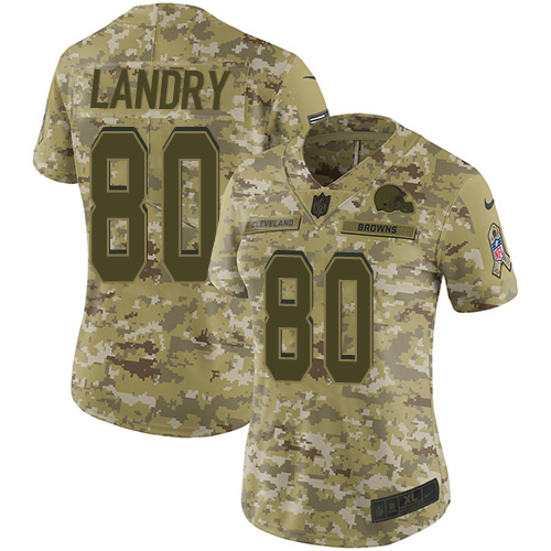 Nike Browns #80 Jarvis Landry Camo Women's Stitched NFL Limited 2018 Salute to Service Jersey Nike Browns #80 Jarvis Landry Camo Women's Stitched NFL Limited 2018 Salute to Service Jersey