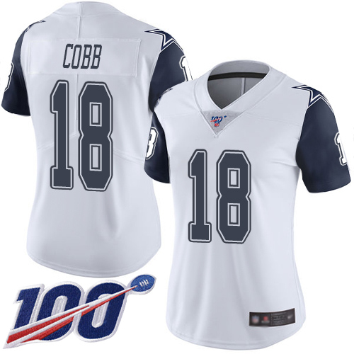 Nike Cowboys #18 Randall Cobb White Women's Stitched NFL Limited Rush 100th Season Jersey Nike Cowboys #18 Randall Cobb White Women's Stitched NFL Limited Rush 100th Season Jersey