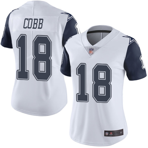 Nike Cowboys #18 Randall Cobb White Women's Stitched NFL Limited Rush Jersey Nike Cowboys #18 Randall Cobb White Women's Stitched NFL Limited Rush Jersey