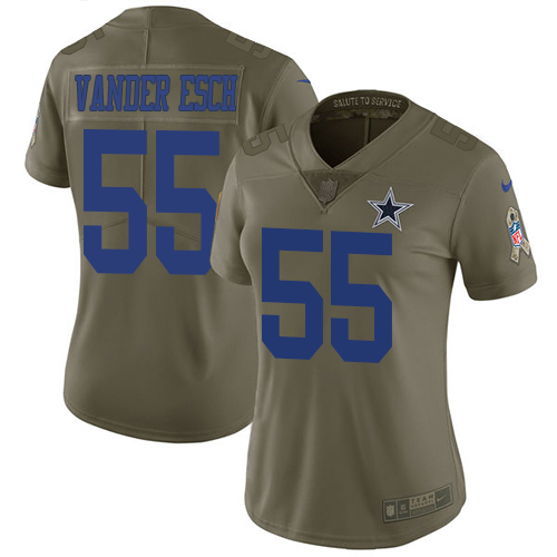 Nike Cowboys #55 Leighton Vander Esch Olive Women's Stitched NFL Limited 2017 Salute to Service Jersey Nike Cowboys #55 Leighton Vander Esch Olive Women's Stitched NFL Limited 2017 Salute to Service Jersey