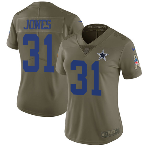 Nike Cowboys #31 Byron Jones Olive Women's Stitched NFL Limited 2017 Salute to Service Jersey Nike Cowboys #31 Byron Jones Olive Women's Stitched NFL Limited 2017 Salute to Service Jersey