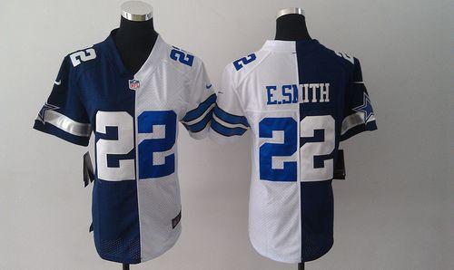 Nike Cowboys #22 Emmitt Smith Navy Blue/White Women's Stitched NFL Elite Split Jersey Nike Cowboys #22 Emmitt Smith Navy Blue/White Women's Stitched NFL Elite Split Jersey