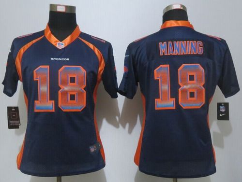 Nike Broncos #18 Peyton Manning Blue Alternate Women's Stitched NFL Elite Strobe Jersey Nike Broncos #18 Peyton Manning Blue Alternate Women's Stitched NFL Elite Strobe Jersey