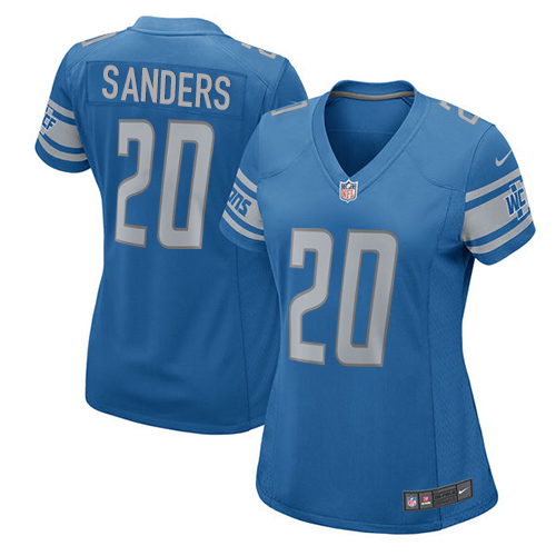 Nike Lions #20 Barry Sanders Light Blue Team Color Women's Stitched NFL Elite Jersey Nike Lions #20 Barry Sanders Light Blue Team Color Women's Stitched NFL Elite Jersey
