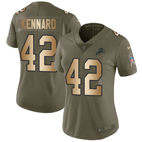 Nike Lions #42 Devon Kennard Olive/Gold Women's Stitched NFL Limited 2017 Salute to Service Jersey Nike Lions #42 Devon Kennard Olive/Gold Women's Stitched NFL Limited 2017 Salute to Service Jersey