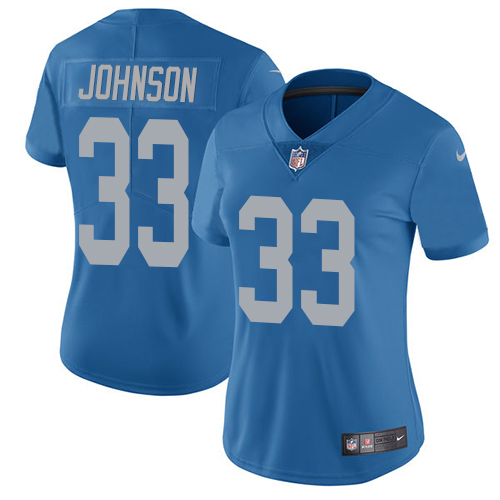 Nike Lions #33 Kerryon Johnson Blue Throwback Women's Stitched NFL Vapor Untouchable Limited Jersey Nike Lions #33 Kerryon Johnson Blue Throwback Women's Stitched NFL Vapor Untouchable Limited Jersey