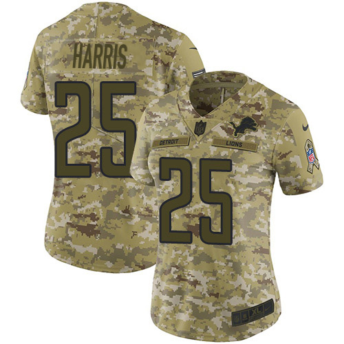 Nike Lions #25 Will Harris Camo Women's Stitched NFL Limited 2018 Salute to Service Jersey Nike Lions #25 Will Harris Camo Women's Stitched NFL Limited 2018 Salute to Service Jersey
