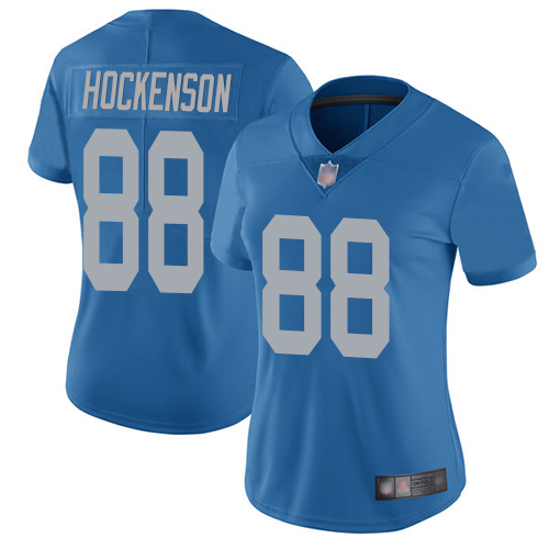 Nike Lions #88 T.J. Hockenson Blue Throwback Women's Stitched NFL Vapor Untouchable Limited Jersey Nike Lions #88 T.J. Hockenson Blue Throwback Women's Stitched NFL Vapor Untouchable Limited Jersey