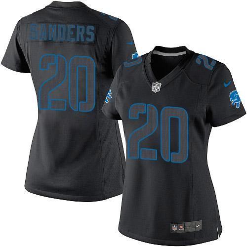 Nike Lions #20 Barry Sanders Black Impact Women's Stitched NFL Limited Jersey Nike Lions #20 Barry Sanders Black Impact Women's Stitched NFL Limited Jersey