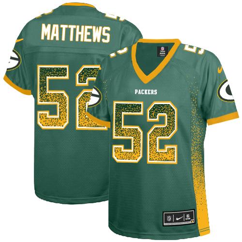 Nike Packers #52 Clay Matthews Green Team Color Women's Stitched NFL Elite Drift Fashion Jersey Nike Packers #52 Clay Matthews Green Team Color Women's Stitched NFL Elite Drift Fashion Jersey