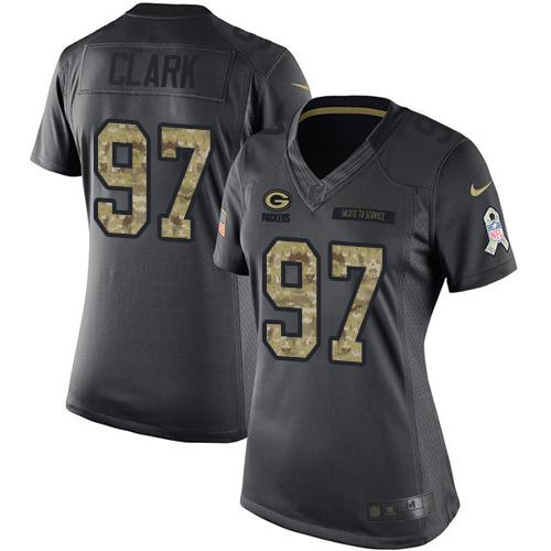 Nike Packers #97 Kenny Clark Black Women's Stitched NFL Limited 2016 Salute to Service Jersey Nike Packers #97 Kenny Clark Black Women's Stitched NFL Limited 2016 Salute to Service Jersey