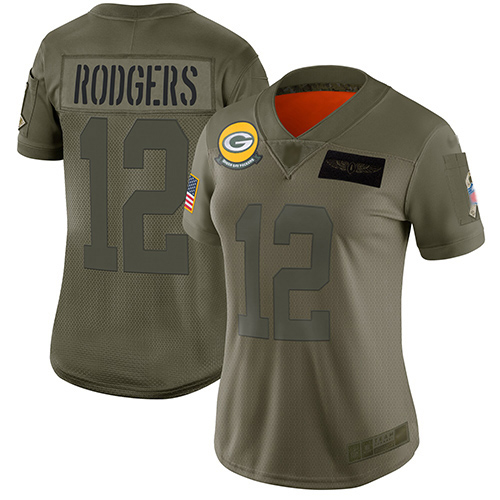 Nike Packers #12 Aaron Rodgers Camo Women's Stitched NFL Limited 2019 Salute to Service Jersey Nike Packers #12 Aaron Rodgers Camo Women's Stitched NFL Limited 2019 Salute to Service Jersey