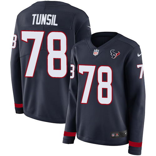 Nike Texans #78 Laremy Tunsil Navy Blue Team Color Women's Stitched NFL Limited Therma Long Sleeve Jersey Nike Texans #78 Laremy Tunsil Navy Blue Team Color Women's Stitched NFL Limited Therma Long Sleeve Jersey