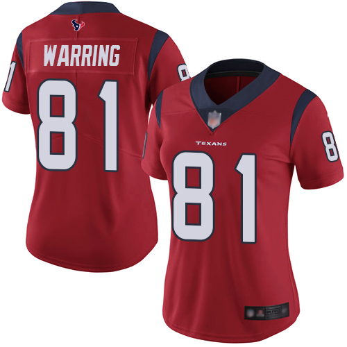 Nike Texans #81 Kahale Warring Red Alternate Women's Stitched NFL Vapor Untouchable Limited Jersey Nike Texans #81 Kahale Warring Red Alternate Women's Stitched NFL Vapor Untouchable Limited Jersey