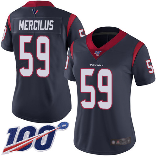 Nike Texans #59 Whitney Mercilus Navy Blue Team Color Women's Stitched NFL 100th Season Vapor Limited Jersey Nike Texans #59 Whitney Mercilus Navy Blue Team Color Women's Stitched NFL 100th Season Vapor Limited Jersey