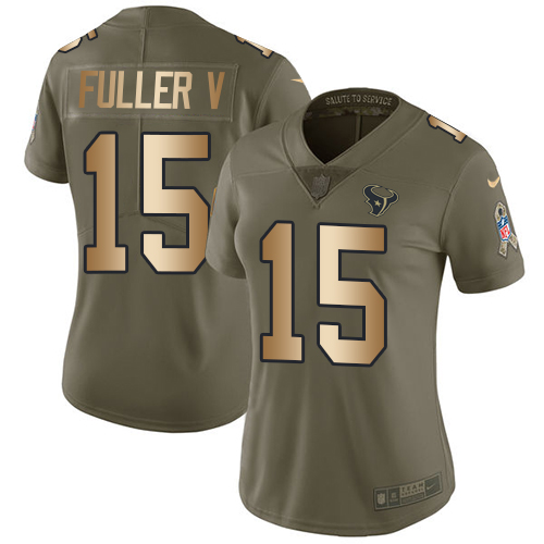 Nike Texans #15 Will Fuller V Olive/Gold Women's Stitched NFL Limited 2017 Salute to Service Jersey Nike Texans #15 Will Fuller V Olive/Gold Women's Stitched NFL Limited 2017 Salute to Service Jersey