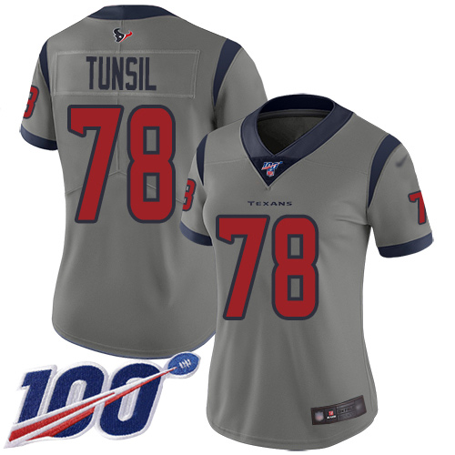Nike Texans #78 Laremy Tunsil Gray Women's Stitched NFL Limited Inverted Legend 100th Season Jersey Nike Texans #78 Laremy Tunsil Gray Women's Stitched NFL Limited Inverted Legend 100th Season Jersey