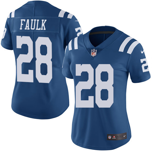 Nike Colts #28 Marshall Faulk Royal Blue Women's Stitched NFL Limited Rush Jersey Nike Colts #28 Marshall Faulk Royal Blue Women's Stitched NFL Limited Rush Jersey
