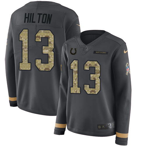 Nike Colts #13 T.Y. Hilton Anthracite Salute to Service Women's Stitched NFL Limited Therma Long Sleeve Jersey Nike Colts #13 T.Y. Hilton Anthracite Salute to Service Women's Stitched NFL Limited Therma Long Sleeve Jersey
