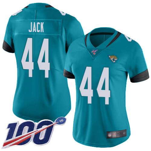 Nike Jaguars #44 Myles Jack Teal Green Alternate Women's Stitched NFL 100th Season Vapor Limited Jersey Nike Jaguars #44 Myles Jack Teal Green Alternate Women's Stitched NFL 100th Season Vapor Limited Jersey