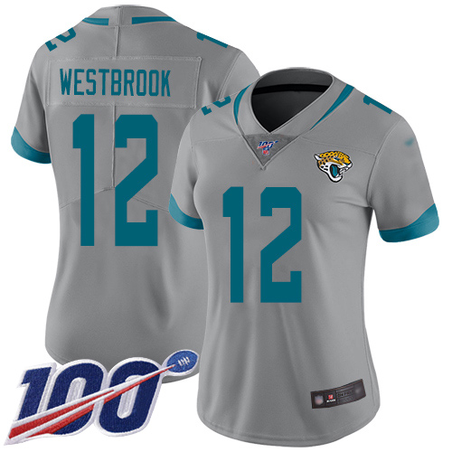 Nike Jaguars #12 Dede Westbrook Silver Women's Stitched NFL Limited Inverted Legend 100th Season Jersey Nike Jaguars #12 Dede Westbrook Silver Women's Stitched NFL Limited Inverted Legend 100th Season Jersey