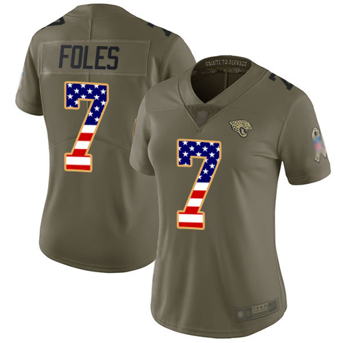 Nike Jaguars #7 Nick Foles Olive/USA Flag Women's Stitched NFL Limited 2017 Salute to Service Jersey Nike Jaguars #7 Nick Foles Olive/USA Flag Women's Stitched NFL Limited 2017 Salute to Service Jersey
