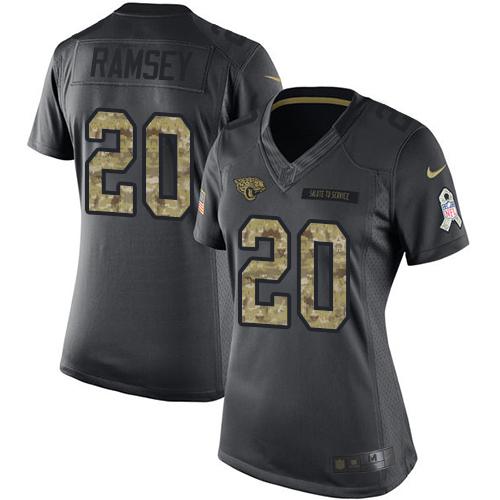 Nike Jaguars #20 Jalen Ramsey Black Women's Stitched NFL Limited 2016 Salute to Service Jersey Nike Jaguars #20 Jalen Ramsey Black Women's Stitched NFL Limited 2016 Salute to Service Jersey