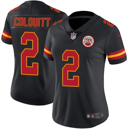Nike Chiefs #2 Dustin Colquitt Black Women's Stitched NFL Limited Rush Jersey Nike Chiefs #2 Dustin Colquitt Black Women's Stitched NFL Limited Rush Jersey