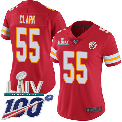 Nike Chiefs #55 Frank Clark Red Super Bowl LIV 2020 Team Color Women's Stitched NFL 100th Season Vapor Untouchable Limited Jersey Nike Chiefs #55 Frank Clark Red Super Bowl LIV 2020 Team Color Women's Stitched NFL 100th Season Vapor Untouchable Limited Jersey