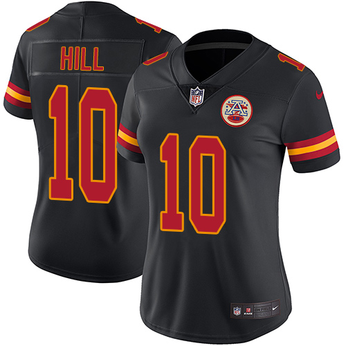 Nike Chiefs #10 Tyreek Hill Black Women's Stitched NFL Limited Rush Jersey Nike Chiefs #10 Tyreek Hill Black Women's Stitched NFL Limited Rush Jersey