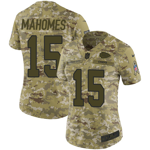 Nike Chiefs #15 Patrick Mahomes Camo Women's Stitched NFL Limited 2018 Salute to Service Jersey Nike Chiefs #15 Patrick Mahomes Camo Women's Stitched NFL Limited 2018 Salute to Service Jersey