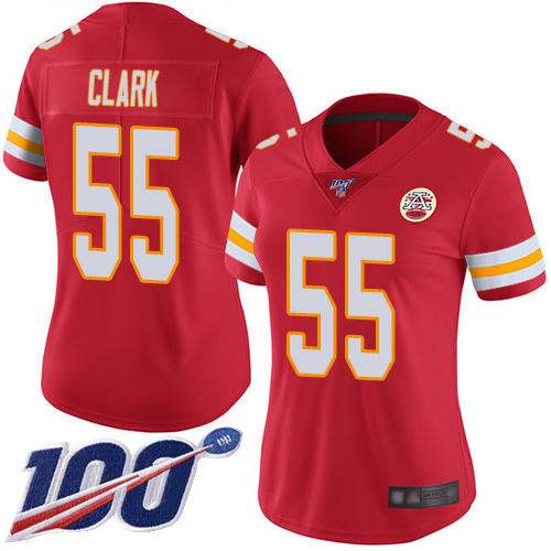 Nike Chiefs #55 Frank Clark Red Team Color Women's Stitched NFL 100th Season Vapor Limited Jersey Nike Chiefs #55 Frank Clark Red Team Color Women's Stitched NFL 100th Season Vapor Limited Jersey