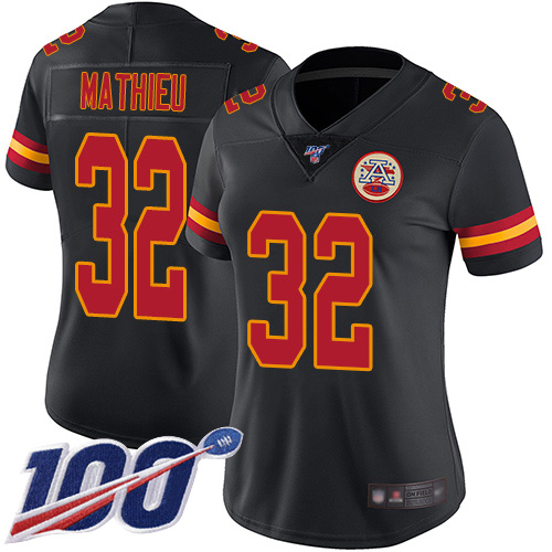 Nike Chiefs #32 Tyrann Mathieu Black Women's Stitched NFL Limited Rush 100th Season Jersey Nike Chiefs #32 Tyrann Mathieu Black Women's Stitched NFL Limited Rush 100th Season Jersey