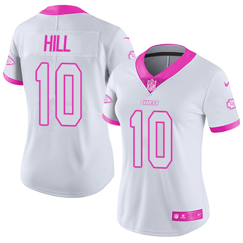 Nike Chiefs #10 Tyreek Hill White/Pink Women's Stitched NFL Limited Rush Fashion Jersey Nike Chiefs #10 Tyreek Hill White/Pink Women's Stitched NFL Limited Rush Fashion Jersey