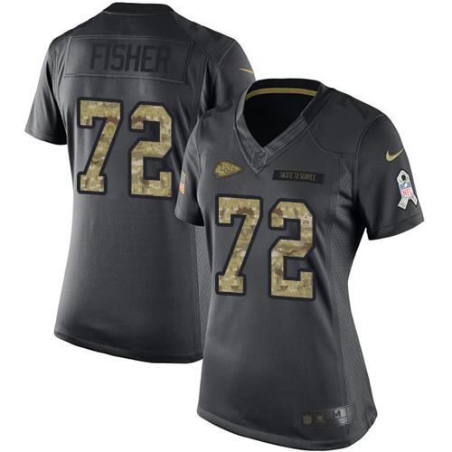 Nike Chiefs #72 Eric Fisher Black Women's Stitched NFL Limited 2016 Salute to Service Jersey Nike Chiefs #72 Eric Fisher Black Women's Stitched NFL Limited 2016 Salute to Service Jersey