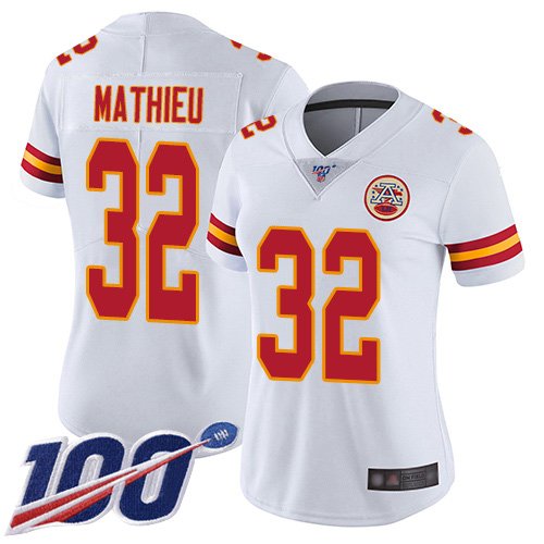 Nike Chiefs #32 Tyrann Mathieu White Women's Stitched NFL 100th Season Vapor Limited Jersey Nike Chiefs #32 Tyrann Mathieu White Women's Stitched NFL 100th Season Vapor Limited Jersey