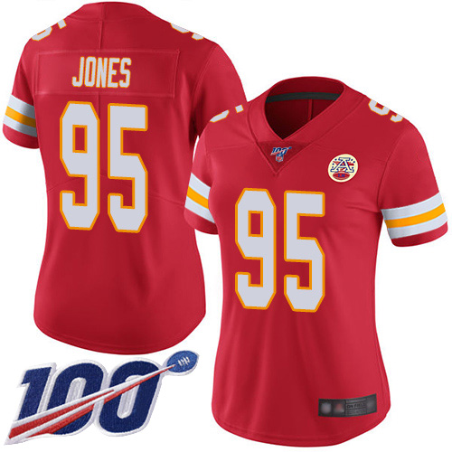 Nike Chiefs #95 Chris Jones Red Team Color Women's Stitched NFL 100th Season Vapor Limited Jersey Nike Chiefs #95 Chris Jones Red Team Color Women's Stitched NFL 100th Season Vapor Limited Jersey