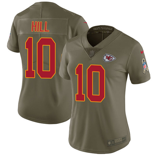 Nike Chiefs #10 Tyreek Hill Olive Women's Stitched NFL Limited 2017 Salute to Service Jersey Nike Chiefs #10 Tyreek Hill Olive Women's Stitched NFL Limited 2017 Salute to Service Jersey