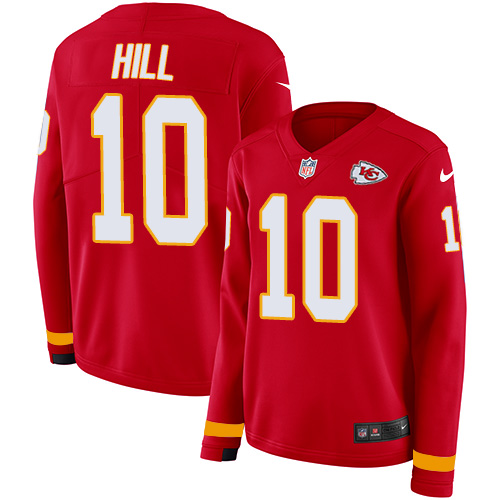 Nike Chiefs #10 Tyreek Hill Red Team Color Women's Stitched NFL Limited Therma Long Sleeve Jersey Nike Chiefs #10 Tyreek Hill Red Team Color Women's Stitched NFL Limited Therma Long Sleeve Jersey
