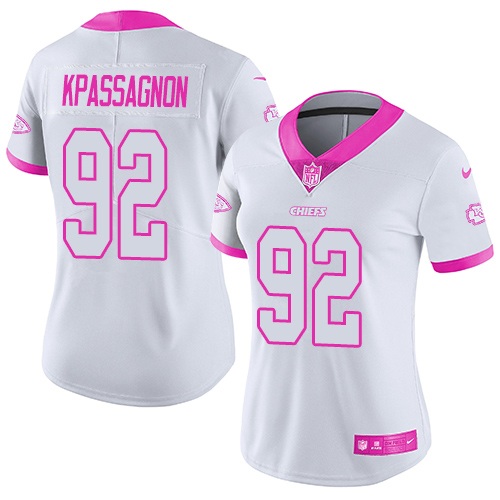 Nike Chiefs #92 Tanoh Kpassagnon White/Pink Women's Stitched NFL Limited Rush Fashion Jersey Nike Chiefs #92 Tanoh Kpassagnon White/Pink Women's Stitched NFL Limited Rush Fashion Jersey