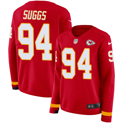 Nike Chiefs #94 Terrell Suggs Red Team Color Women's Stitched NFL Limited Therma Long Sleeve Jersey Nike Chiefs #94 Terrell Suggs Red Team Color Women's Stitched NFL Limited Therma Long Sleeve Jersey