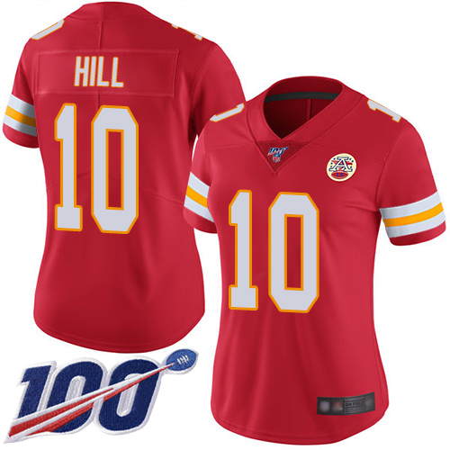 Nike Chiefs #10 Tyreek Hill Red Team Color Women's Stitched NFL 100th Season Vapor Limited Jersey Nike Chiefs #10 Tyreek Hill Red Team Color Women's Stitched NFL 100th Season Vapor Limited Jersey