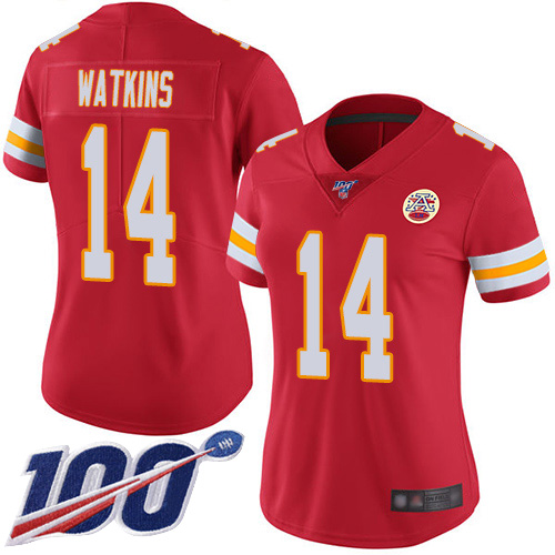 Nike Chiefs #14 Sammy Watkins Red Team Color Women's Stitched NFL 100th Season Vapor Limited Jersey Nike Chiefs #14 Sammy Watkins Red Team Color Women's Stitched NFL 100th Season Vapor Limited Jersey