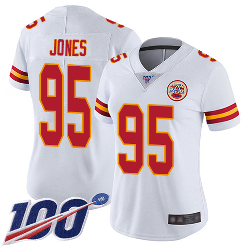 Nike Chiefs #95 Chris Jones White Women's Stitched NFL 100th Season Vapor Limited Jersey Nike Chiefs #95 Chris Jones White Women's Stitched NFL 100th Season Vapor Limited Jersey