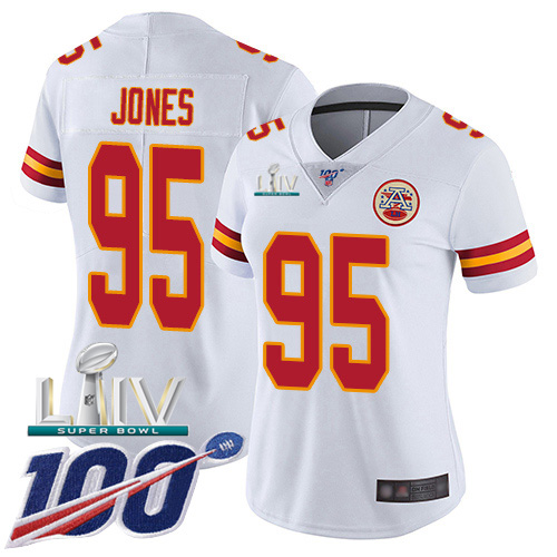 Nike Chiefs #95 Chris Jones White Super Bowl LIV 2020 Women's Stitched NFL 100th Season Vapor Untouchable Limited Jersey Nike Chiefs #95 Chris Jones White Super Bowl LIV 2020 Women's Stitched NFL 100th Season Vapor Untouchable Limited Jersey