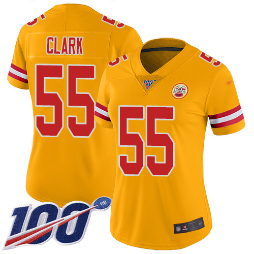 Nike Chiefs #55 Frank Clark Gold Women's Stitched NFL Limited Inverted Legend 100th Season Jersey Nike Chiefs #55 Frank Clark Gold Women's Stitched NFL Limited Inverted Legend 100th Season Jersey