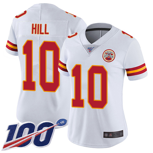 Nike Chiefs #10 Tyreek Hill White Women's Stitched NFL 100th Season Vapor Limited Jersey Nike Chiefs #10 Tyreek Hill White Women's Stitched NFL 100th Season Vapor Limited Jersey