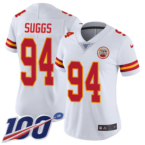 Nike Chiefs #94 Terrell Suggs White Women's Stitched NFL 100th Season Vapor Untouchable Limited Jersey Nike Chiefs #94 Terrell Suggs White Women's Stitched NFL 100th Season Vapor Untouchable Limited Jersey